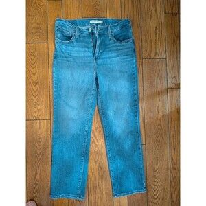 Levi's 724 Women's High Rise Straight Crop Blue Denim Jeans, Size 29 Medium Wash